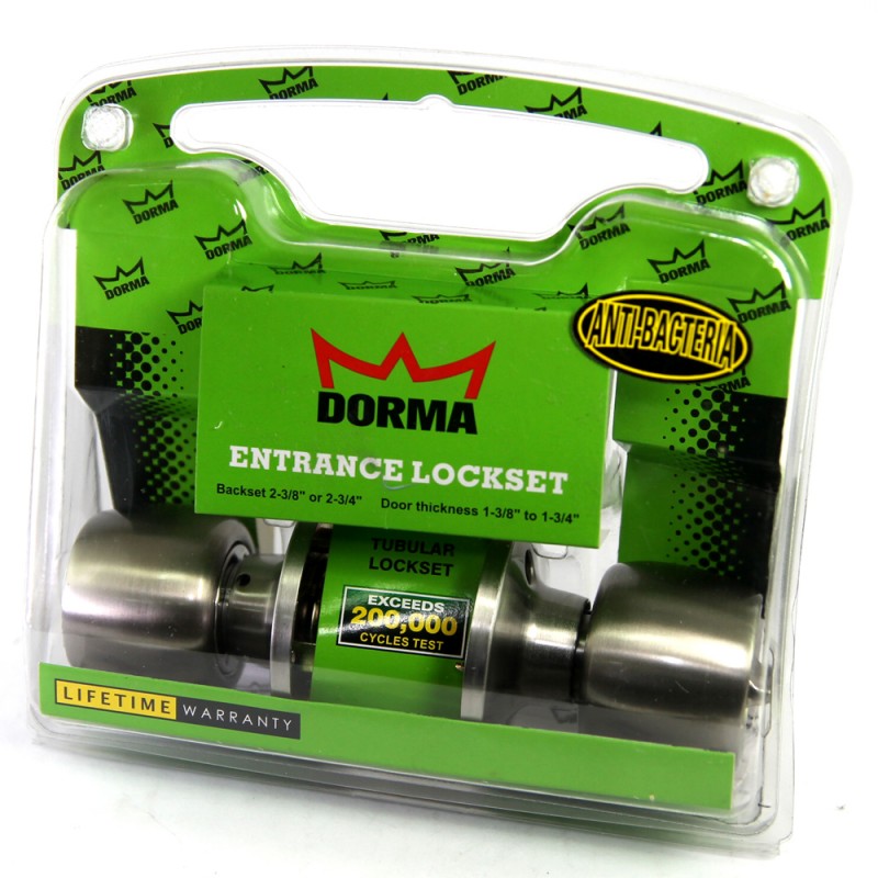 Dorma Entrance Tubular Knob Lockset TA1 Demen Finishes US32D Standard Stainless Steel